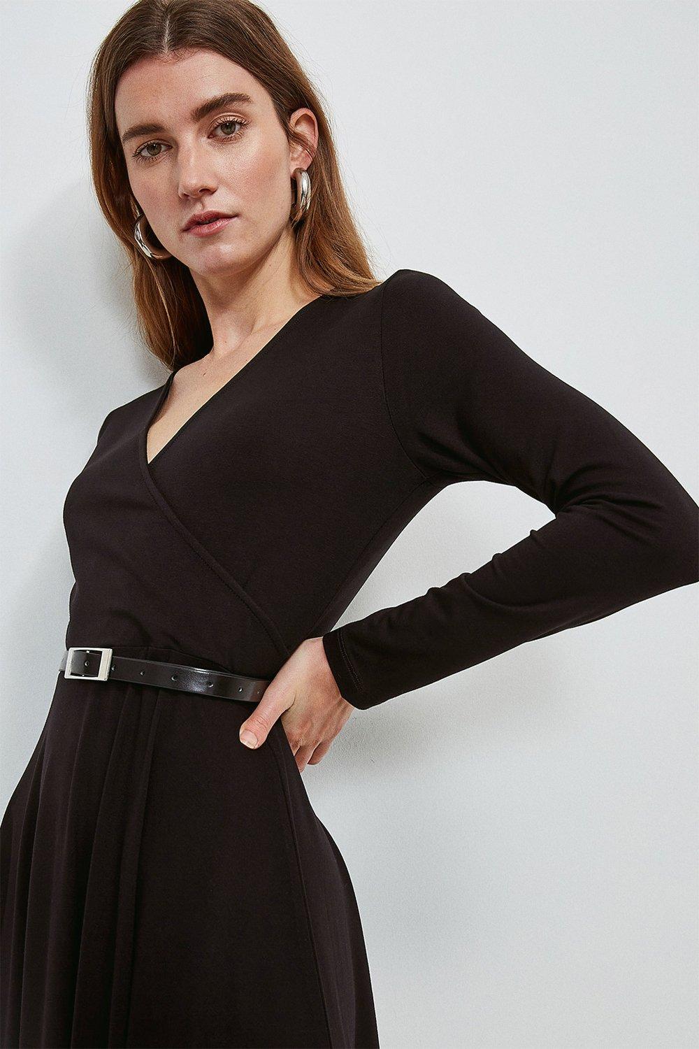 Viscose Jersey Long Sleeve Belted Wrap ...